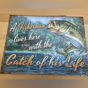 Catch Of His Life Metal Sign. 12.5”x16” Florida Largemouth Bass. Fishing Decor